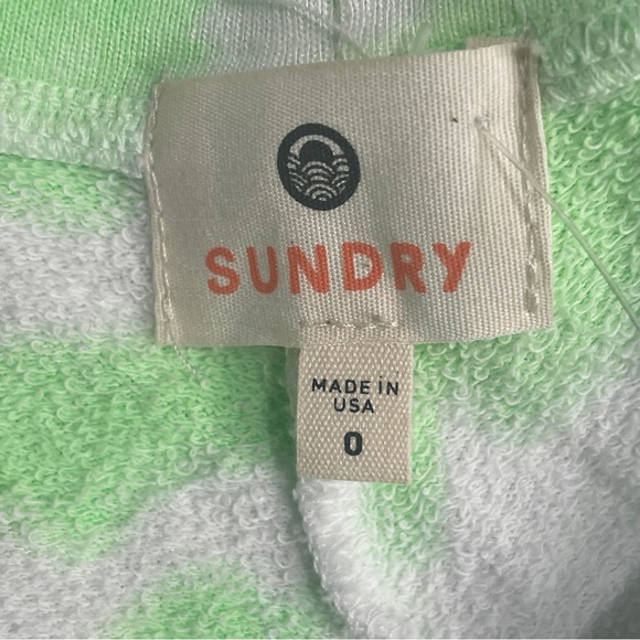 Sundry tie dye drawstring terry cut off sweat shorts green and white size 0 - Picture 6 of 7